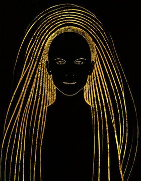 Portret van een vrouw in het goud 4 van Pieternel Fotografie en Digitale kunst