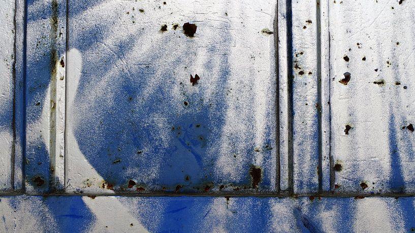 Warehouse Door (Fragment) Blue/White/Rust by Rüdiger Hirt