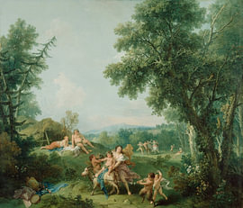 Francesco Zuccarelli – Landschaft mit der Erziehung des Bacchus (1744) von Timeless Artworks