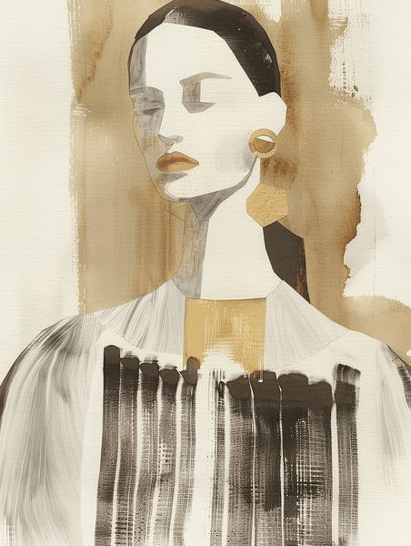 Modern and abstract portrait in earth tones by Carla Van Iersel