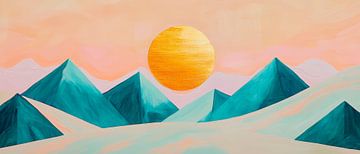 Paysage de montagne avec un soleil radieux sur Poster Art Shop