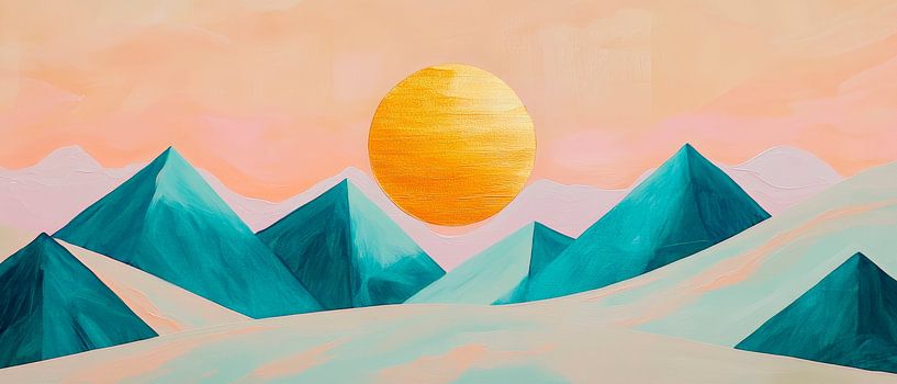 Berglandschap met felle zon van Poster Art Shop