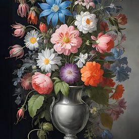 Floral opulence, digital painting by Mariëlle Knops, Digital Art