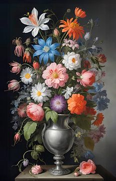 Florale Opulenz, digitale Malerei von Mariëlle Knops, Digital Art