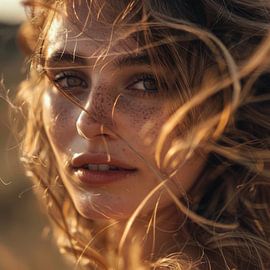 Sun-kissed portrait of a woman by Poster Art Shop