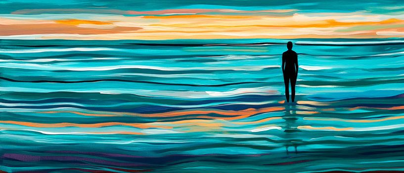 Lonely man by the ocean - play of colours by Poster Art Shop