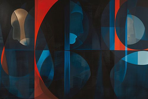 Abstracte kleurrijke geometrische silhouetten kunstwerk