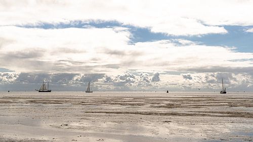 Zicht op de Waddenzee vanaf de Noordsvaarder op Terschelling van Floris van Woudenberg