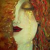 Les larmes d'or .  Portrait inspiré de Gustav Klimt. sur Ineke de Rijk