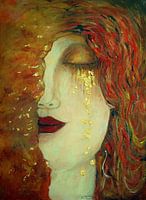 De Gouden tranen .  Portret geïnspireerd door Gustav Klimt.