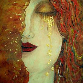 The Golden Tears .  Portrait inspired by Gustav Klimt. by Ineke de Rijk