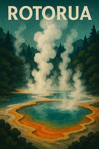 Mystisches Rotorua - Geothermische Wunder Retro-Poster