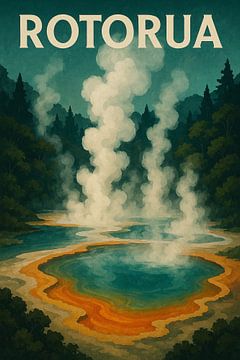 Mystisches Rotorua - Geothermische Wunder Retro-Poster
