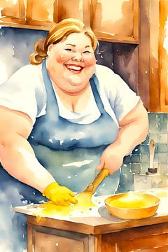 cosy lady works at the table by De gezellige Dames