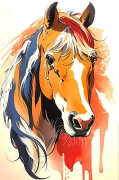 Aquarelschilderij paard (serie) (a.i. art)