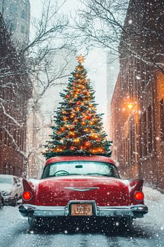 Kerstboom auto van Poster Art Shop