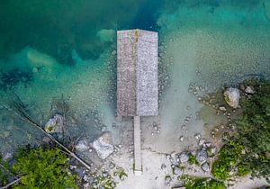 Le hangar à bateaux vu d'en haut, Obersee, Bavière