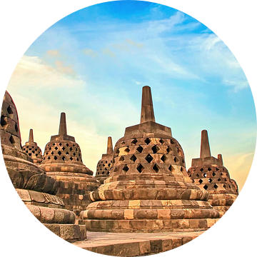 Stupa's op de Borobudur van Eduard Lamping