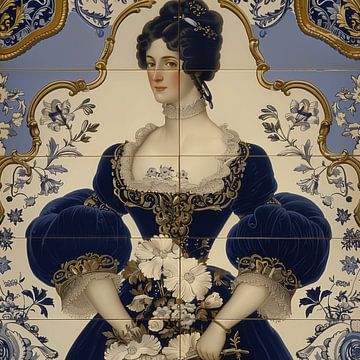 Holländisches Kachelbild mit edler Dame von Ton Kuijpers