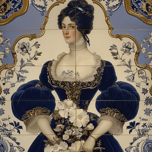 Holländisches Kachelbild mit edler Dame von Ton Kuijpers