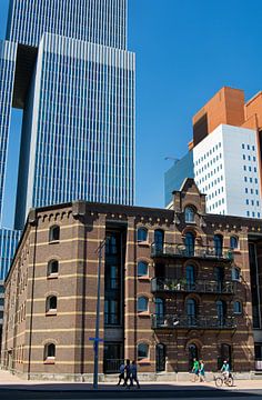 Kop van Zuid, zicht op het gebouw de Rotterdam van Peter Hofwegen