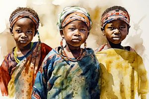 Afrika Aquarell Kinder