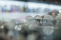 Details of the intake on a Lamborghini V12 engine.