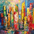 Abstraktes und farbenfrohes Impasto-Stadtbild von Natasja Haandrikman Miniaturansicht