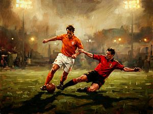 Fußballgemälde: Niederlande gegen Belgien