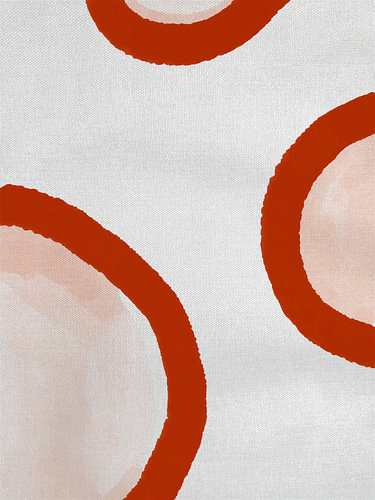 Modern Minimalistisch Abstract: Terracotta cirkels op lichte linnenstructuur
