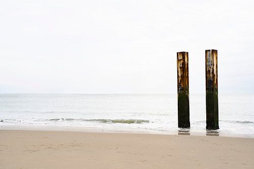 Beach posts on the beach of Vlissingen | Minimalistic Photography