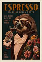 Art Deco Espresso Martini trinkendes Faultier