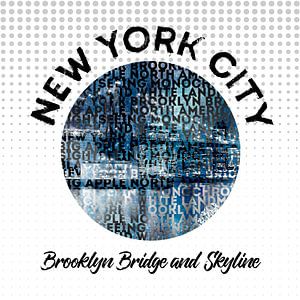 Graphic Art NYC Brooklyn Bridge Typography van Melanie Viola