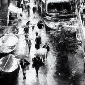Straßenfotografie Italien - Regen in Manarola von Frank Andree