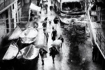 Straatfotografie Italië - Regen in Manarola van Frank Andree