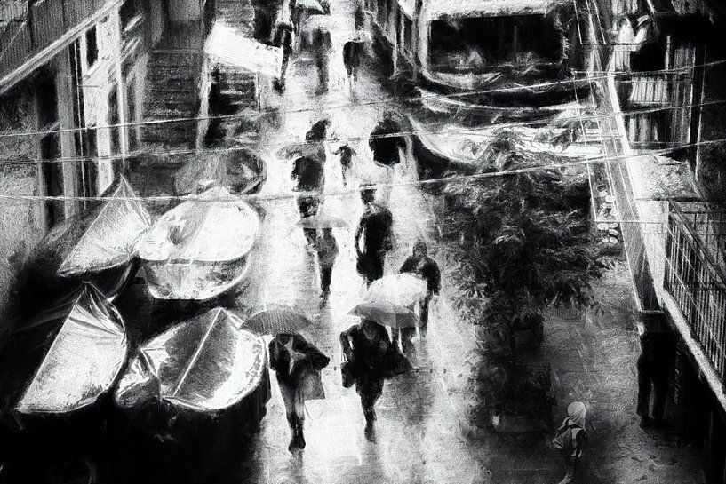 Straßenfotografie Italien - Regen in Manarola von Frank Andree