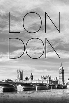 LONDON Westminster Bridge | Tekst & Skyline van Melanie Viola