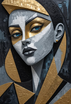 Portrait abstrait d'une femme en or & noir