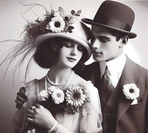 Liefde vrouw en man retro 1930