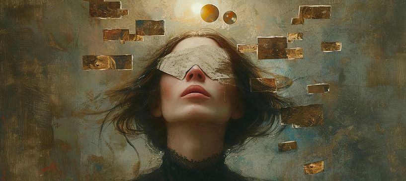 Modernes Frauenporträt | Zerrüttete Gelassenheit von Kunst Laune