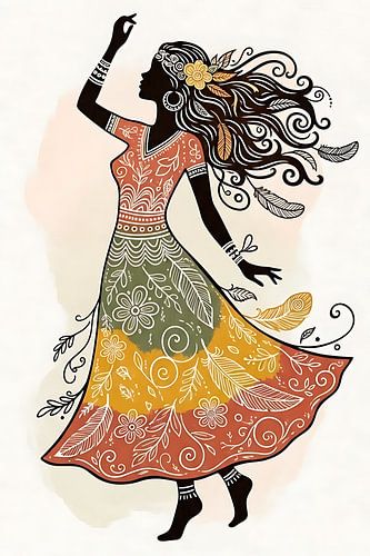 Boho Dancing Silhouette Art