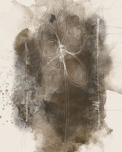 Sepia sketch with flower