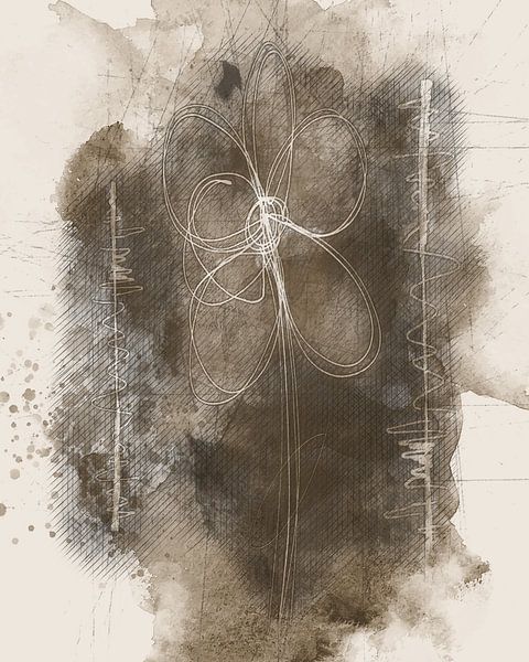 Sepia sketch with flower by Joost Hogervorst