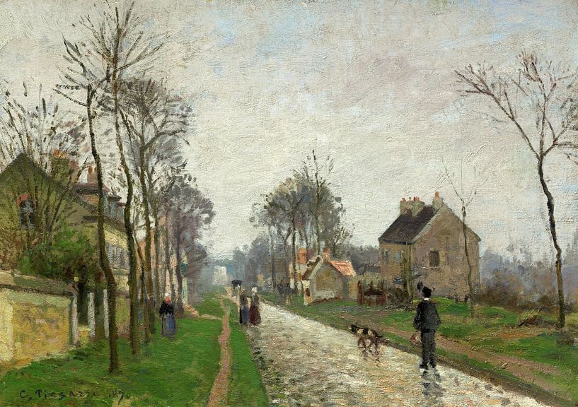 Camille Pissarro,Route de Versailles, Louveciennes, Rain Effect, by finemasterpiece