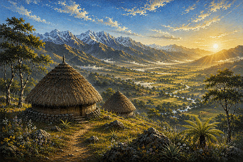 Honai des Dani-Volkes, Baliem-Tal, Papua, Indonesien I Indonesien I Halbabstrakt