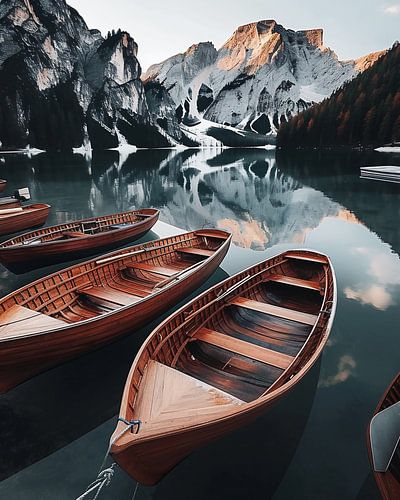 Bateaux dans le lac de montagne