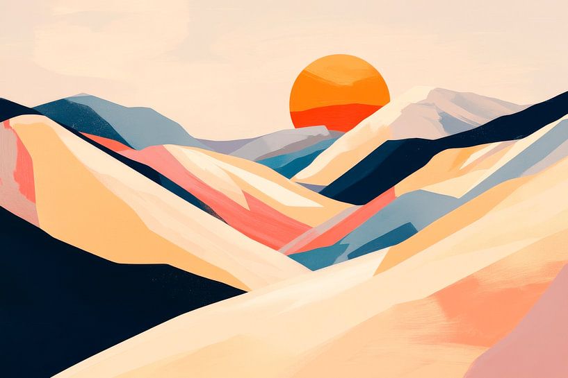 Berglandschap zonsondergang van Poster Art Shop