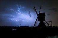 Blitz mit Windmühle von Menno van der Haven Miniaturansicht