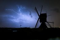 lightning with windmill by Menno van der Haven thumbnail