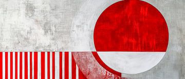 Geometric composition in red and grey by Poster Art Shop